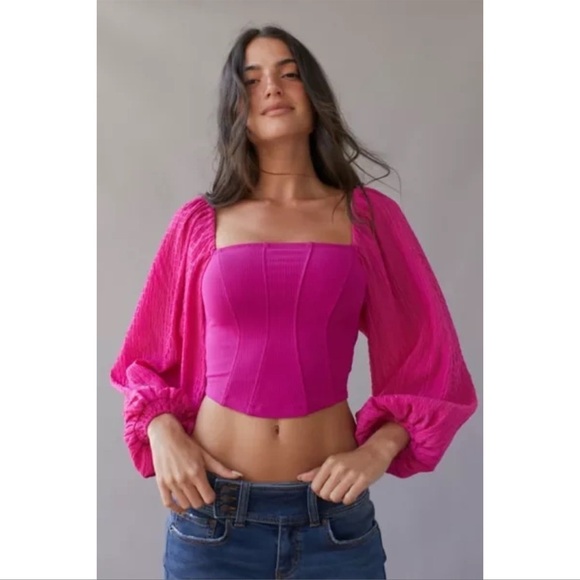 URBAN OUTFITTERS Claudia Blouse In Berry - Picture 1 of 4